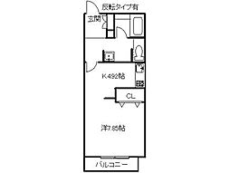 マンションひまわり2 1Kの間取図画像