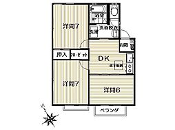 メゾン・ド・岡田 3DKの間取図画像