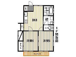 プレミアメゾンあたご 2DKの間取図画像