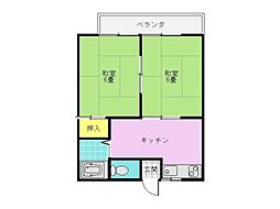 ニューハイツ坂本A 2DKの間取図画像