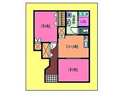 グランドインパレスナミオカ 2DKの間取図画像