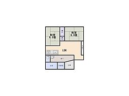 パルテ後藤5号棟 2LDKの間取図画像
