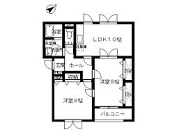 コート・フィオーレC 2LDKの間取図画像