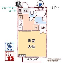 フューチャコーポ 1Kの間取図画像