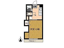 ミカドハイツ 1Kの間取図画像