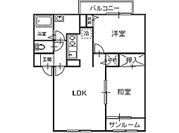 カネ長武田ホームタウン芦谷B 2LDKの間取図画像