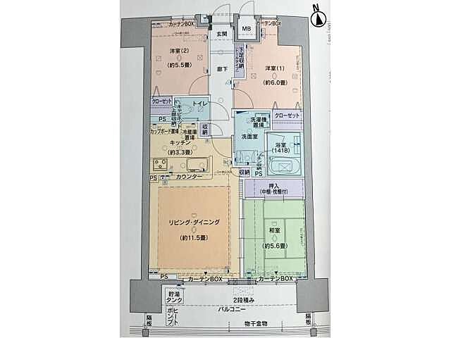 間取り ザマークス南通 6階/-