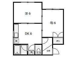 コーポヤツハシ 2DKの間取図画像
