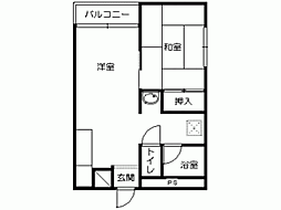 煉瓦館ビルコーポ中田 1LDKの間取図画像