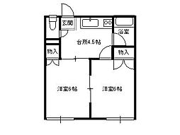 ハイツスリーワン 2Kの間取図画像