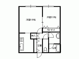 ブルージュ旭町 1LDKの間取図画像