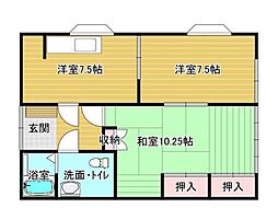 ハイツ・ベルク 2DKの間取図画像