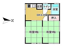 白山荘 2DKの間取図画像