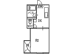 新屋グランドコーポ 1DKの間取図画像