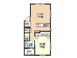 コーポローズ 101号室 1階1LDKの間取り