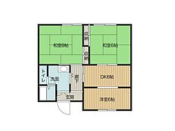 パレーシャル桜川B 3DKの間取図画像