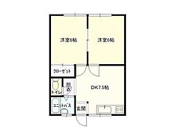 ルヴィラージュ 2DKの間取図画像