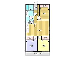 コーポ小松島 3LDKの間取図画像