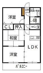 サンコート大島 B（3LDK） 302号 3階3LDKの間取り