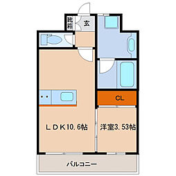 センチュリーコート8番館 1LDKの間取図画像