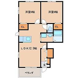 ティアモ 2LDKの間取図画像
