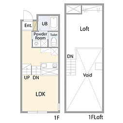 cocon ワンルームの間取図画像