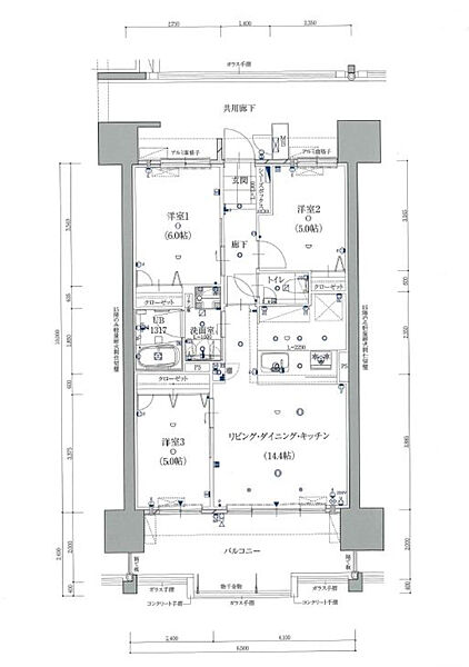 グランドパレス大淀河畔 1108号室｜宮崎県宮崎市吾妻町(賃貸マンション3LDK・11階・65.00㎡)の写真 その2