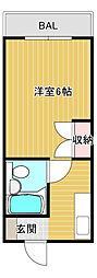 コーポ村口 1Kの間取図画像