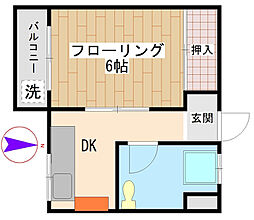 水間ビル 1DKの間取図画像