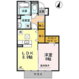 メルヴェーユA 1LDKの間取図画像