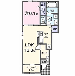 シエル・コリーヌ  1LDKの間取図画像