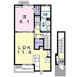 リナセント  1LDKの間取図画像