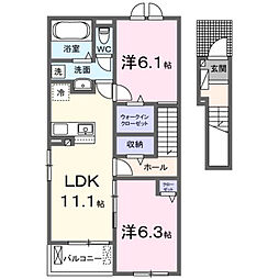 アメニティ本郷 B 2LDKの間取図画像