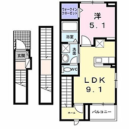 ティグレ 1LDKの間取図画像