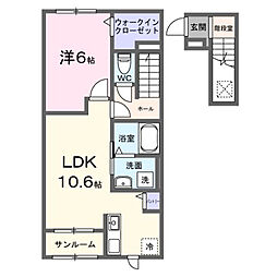 アジュール  1LDKの間取図画像