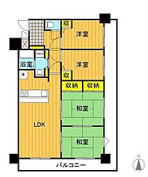 チサンマンション虎丸町 4LDKの間取図画像