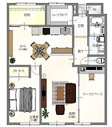 リベラル大洲マンション 2LDKの間取図画像