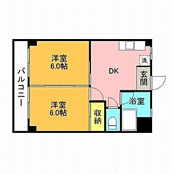 倉敷富井フォートレス 2DKの間取図画像