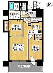 プレミスト札幌ターミナルタワー 2LDKの間取図画像