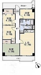 ルックハイツ藤代B棟 3LDKの間取図画像