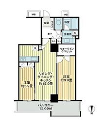 リュークスタワー東棟 2LDKの間取図画像