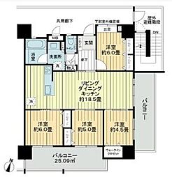 プレサンスロジェ牧港レーヴタワー 4LDKの間取図画像