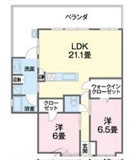 2LDK(洋 6.5・6 / LDK 21.1)