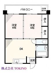 ローズマンション安里 2DKの間取図画像