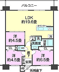 購入特典付き物件13階プレサンスロジェ我如古ヴォールタワー 3LDKの間取図画像