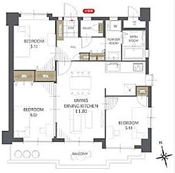 ライオンズガーデン緑ケ丘 3LDKの間取図画像