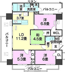 レーヴ西原エコール2 4LDKの間取図画像