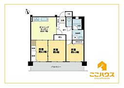 ライオンズガーデン長田 3DKの間取図画像