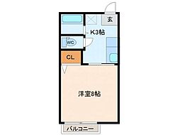 シティハイムホットランチB 1Kの間取図画像