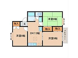 ばうむ栂 3DKの間取図画像